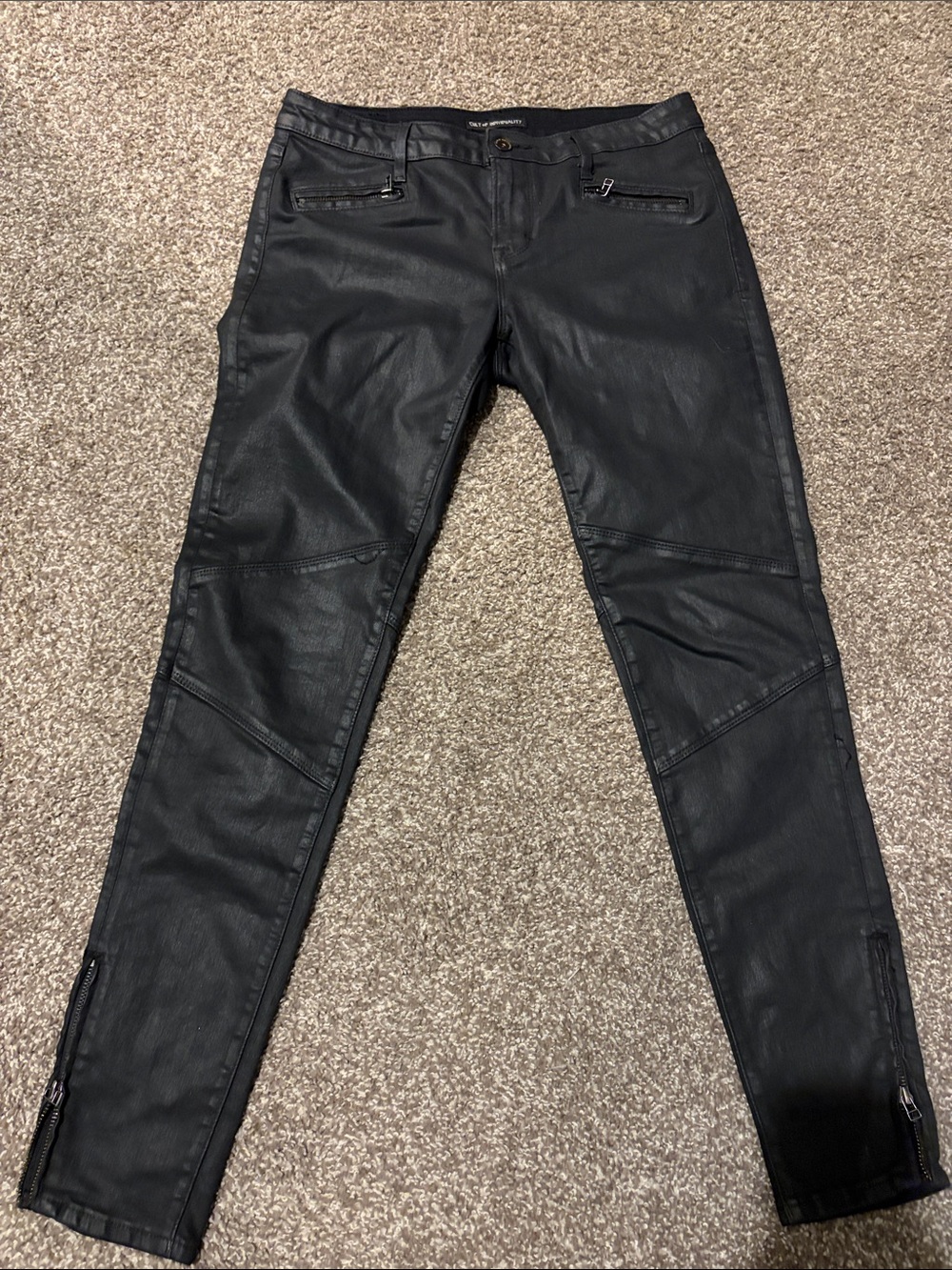 Cult of Individuality Black Coated Skinny Pants